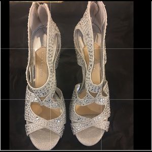 GIANNI BINI laser cut rhinestone heels